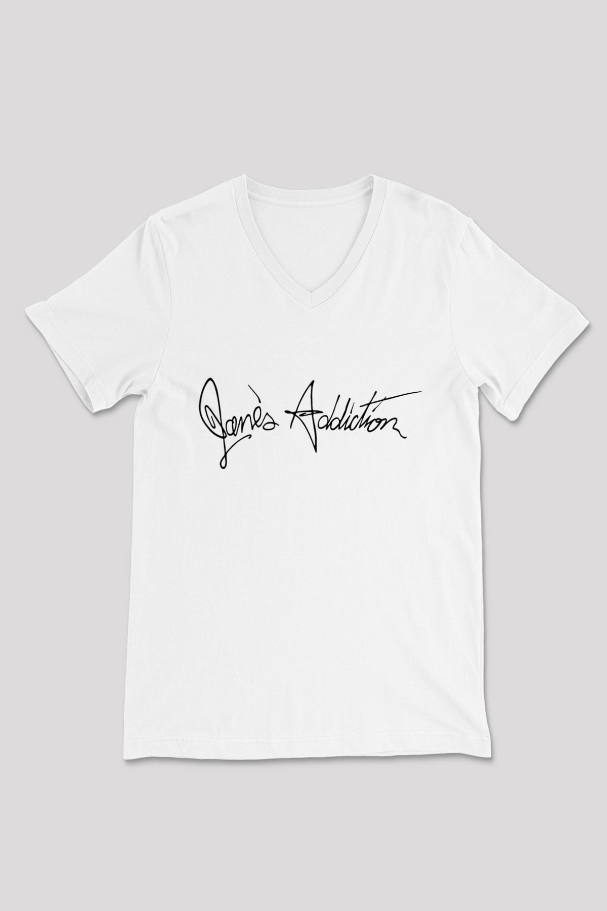Jane's Addiction Beyaz Unisex V Yaka Tişört T-Shirt