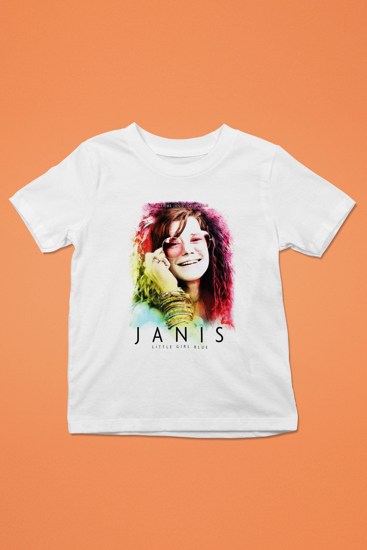 Janis Joplin Baskılı Beyaz Unisex Çocuk Tişört