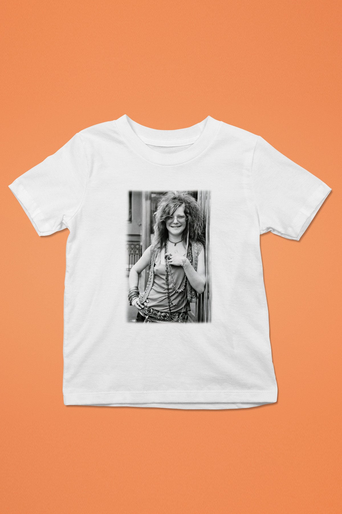 Janis Joplin Baskılı Beyaz Unisex Çocuk Tişört