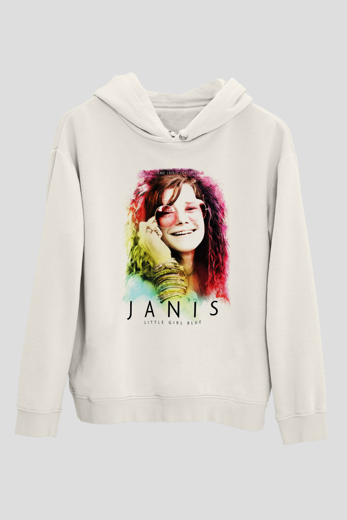 Janis Joplin Beyaz Unisex Kapşonlu Sweatshirt