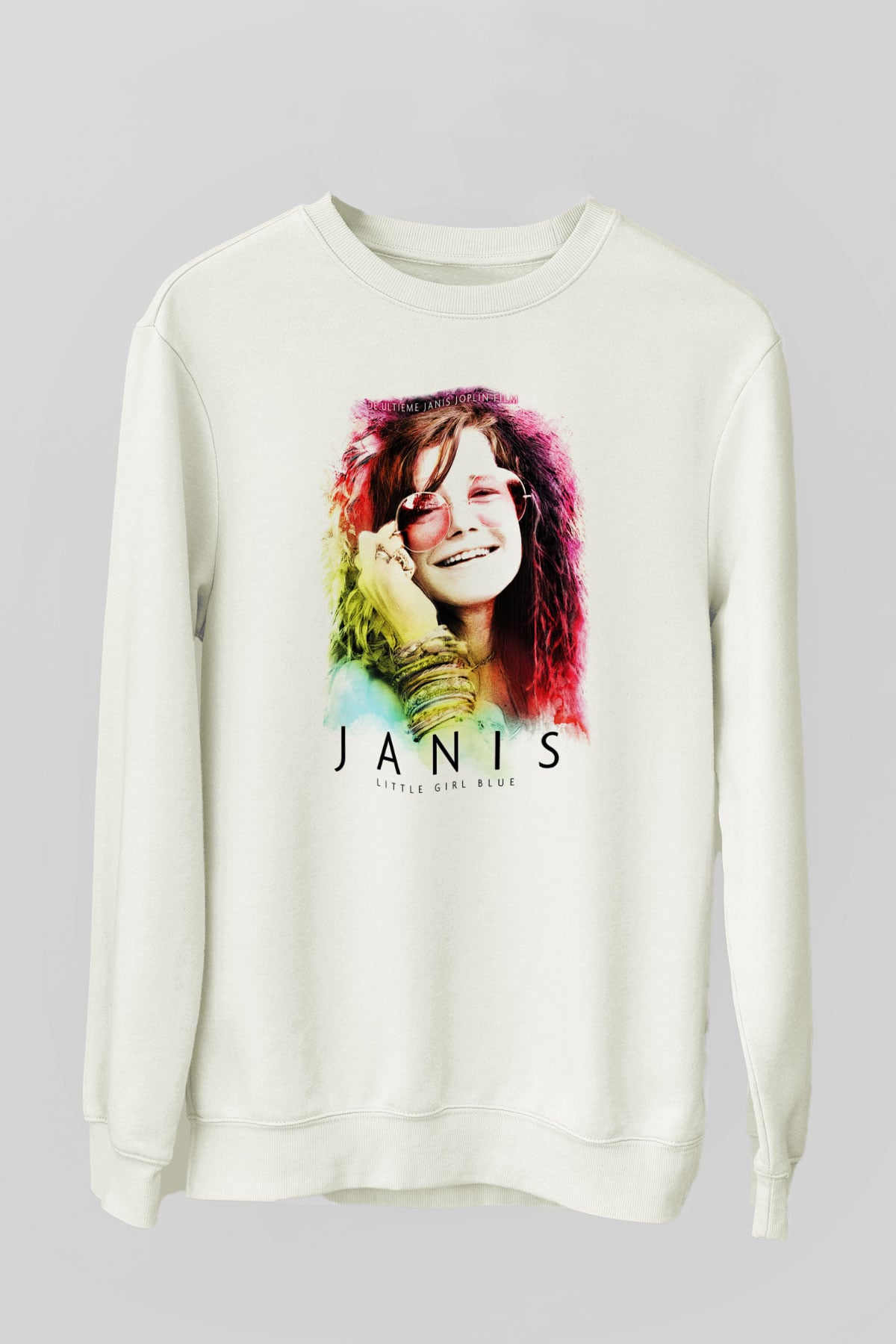 Janis Joplin Beyaz Unisex Sweatshirt