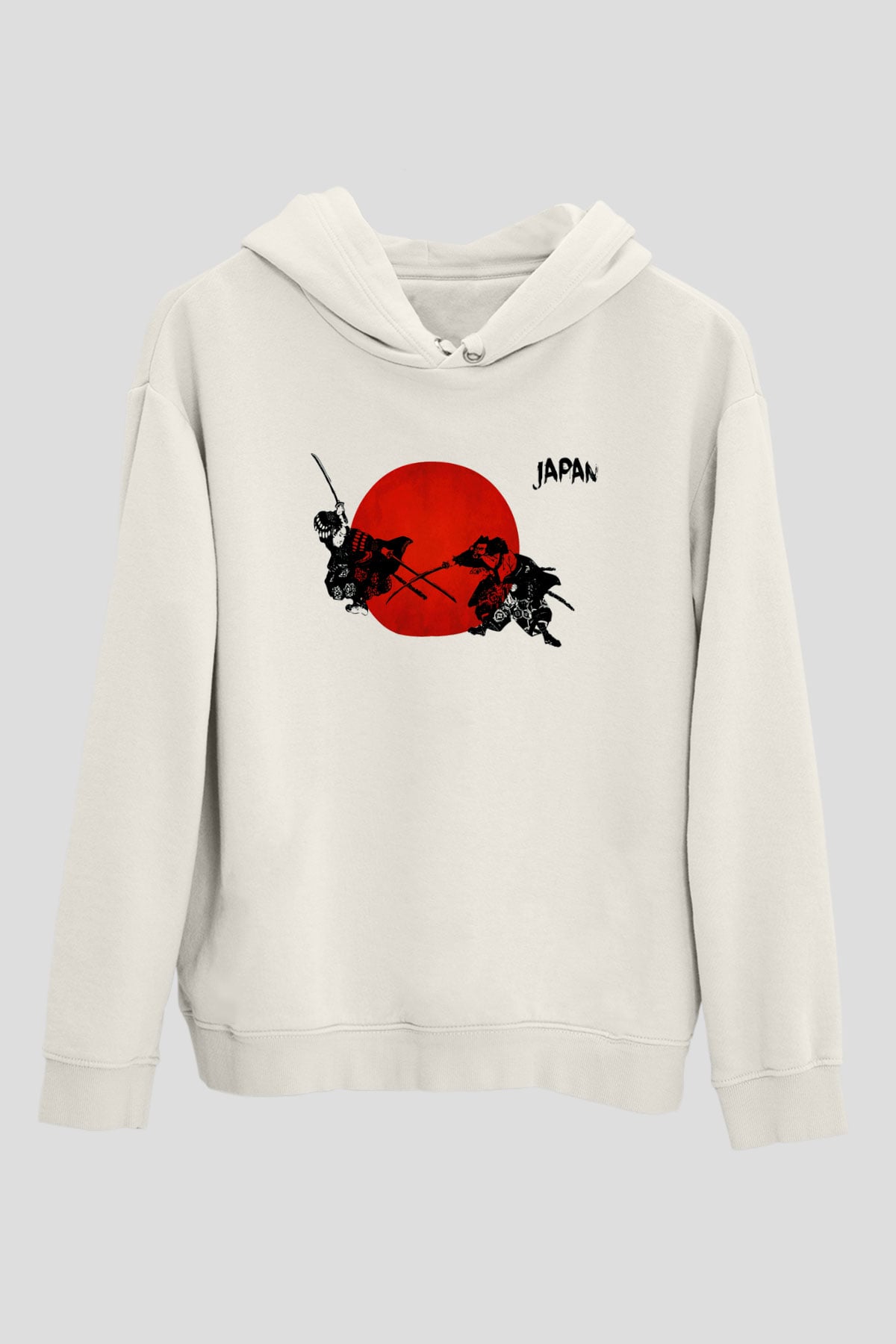 Japonya Beyaz Unisex Kapşonlu Sweatshirt