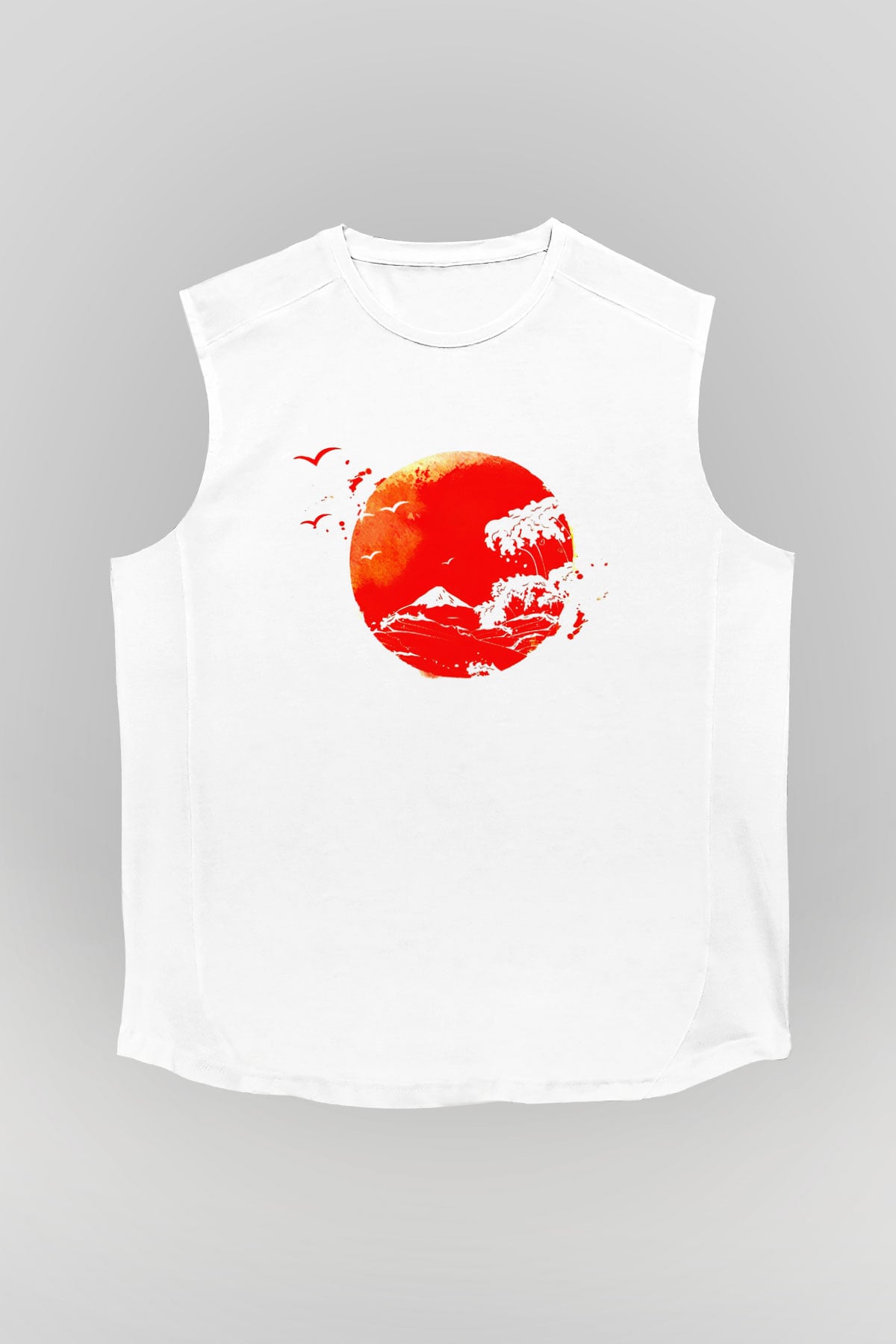 Japonya Beyaz Unisex Kolsuz Tişört