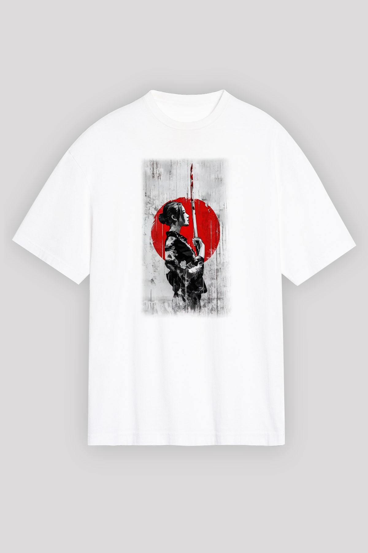 Japonya Beyaz Unisex Oversize Tişört T-Shirt