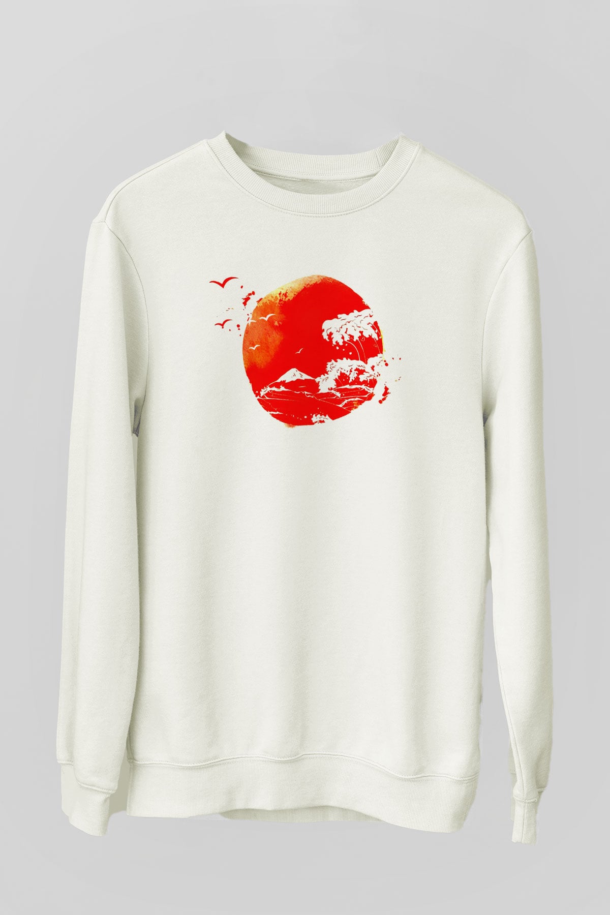 Japonya Beyaz Unisex Sweatshirt