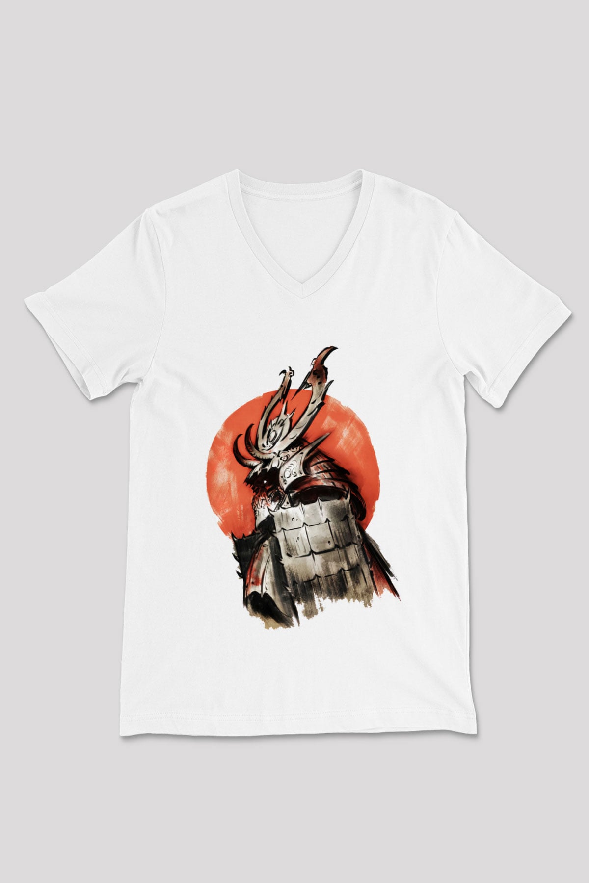 Japonya Beyaz Unisex V Yaka Tişört T-Shirt