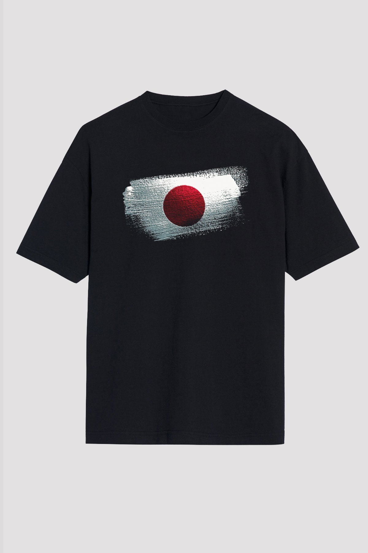 Japonya - Japan Bayrağı Baskılı Unisex Siyah Oversize Tişört