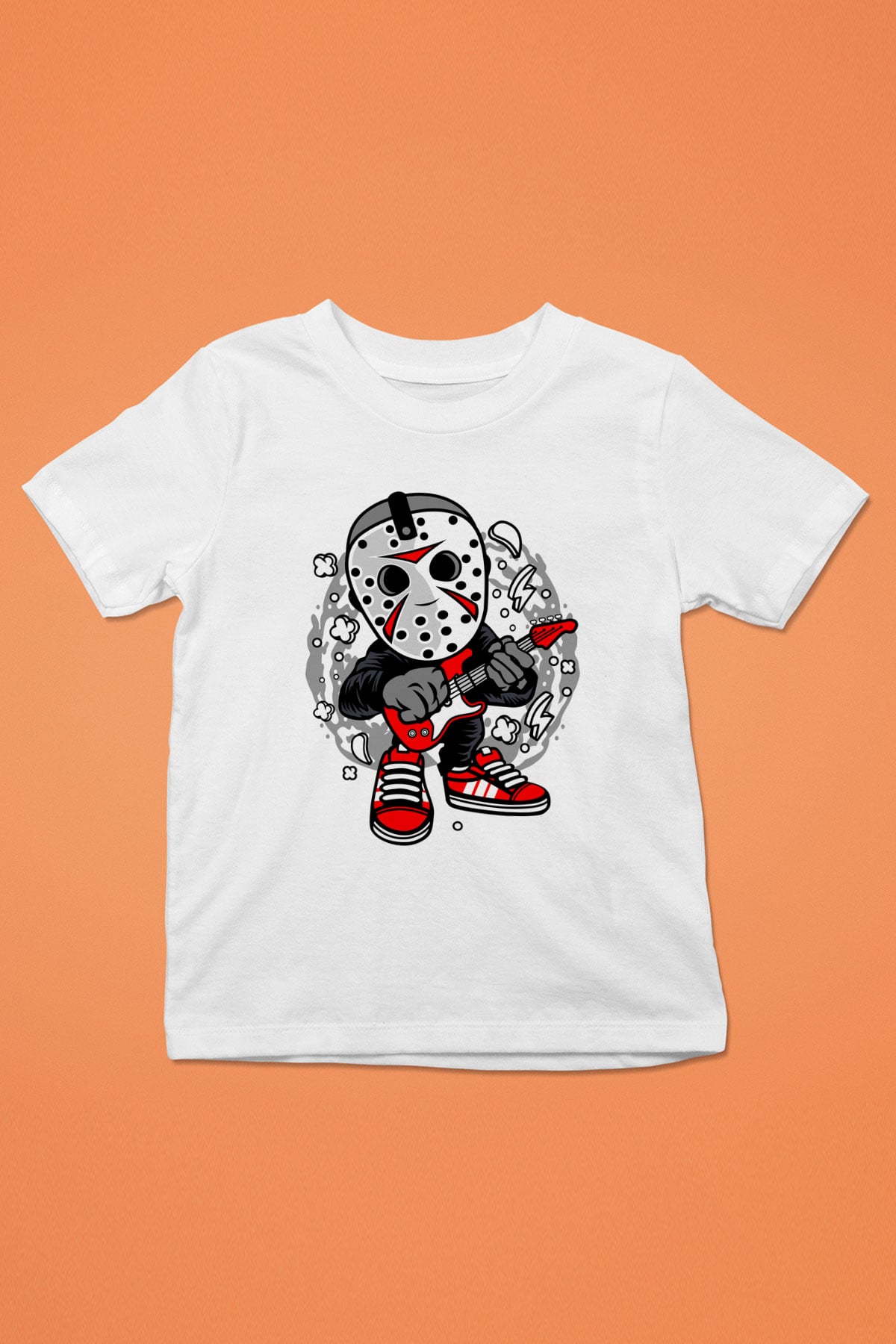 Jason Rockstar Baskılı Unisex Beyaz Çocuk Tişört