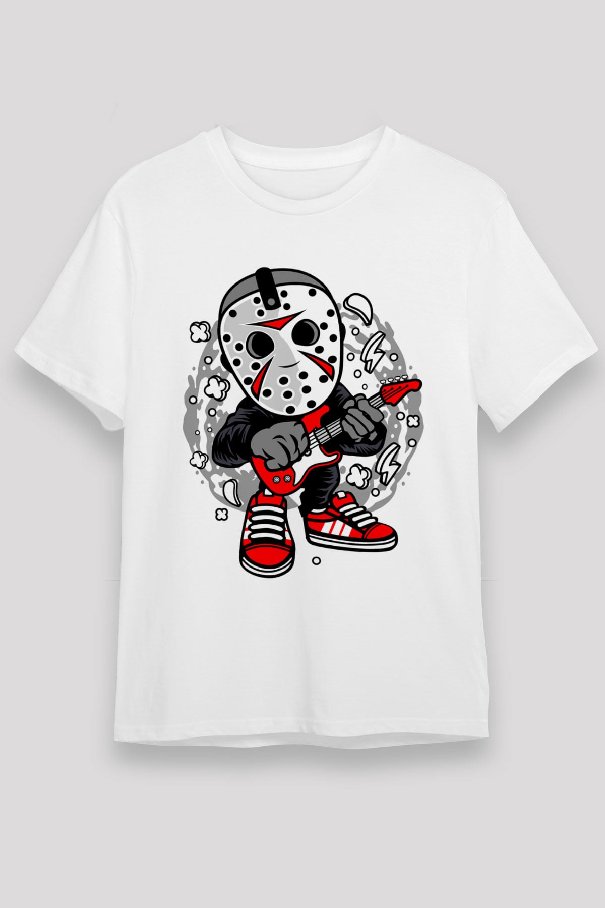 Jason Rockstar Baskılı Unisex Beyaz Tişört