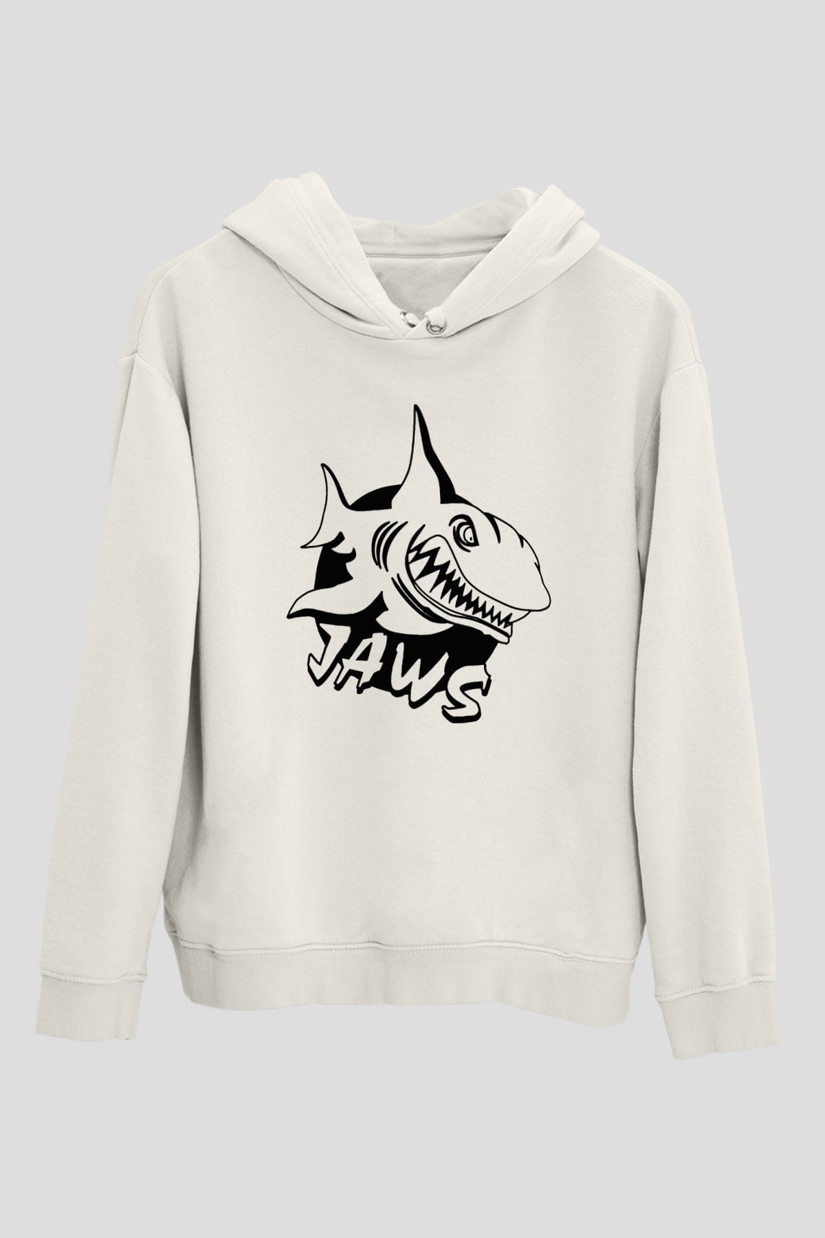 Jaws Beyaz Unisex Hoodie