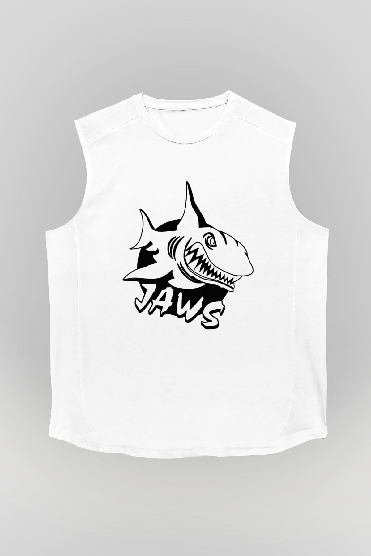 Jaws Beyaz Unisex Kolsuz Tişört