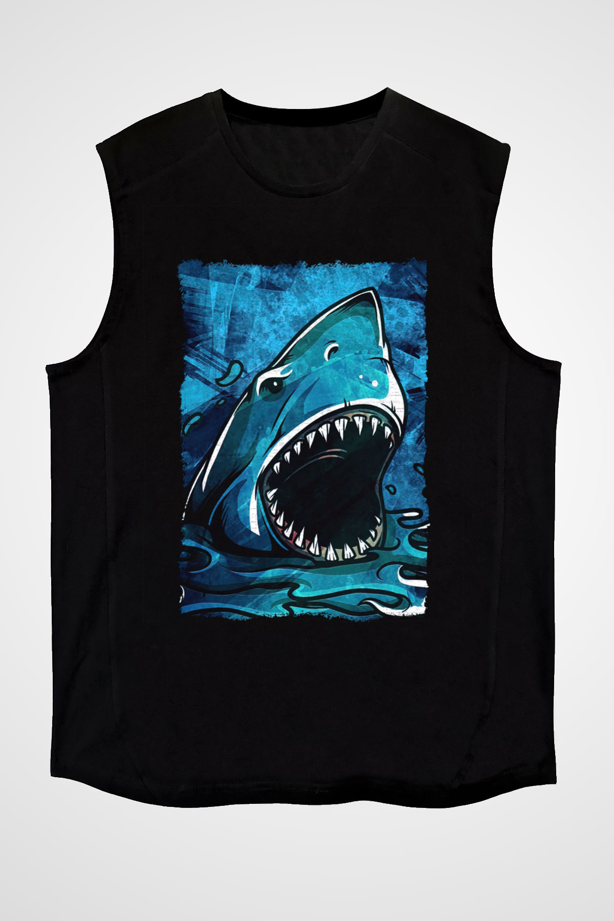 Jaws Siyah Unisex Kolsuz Tişört