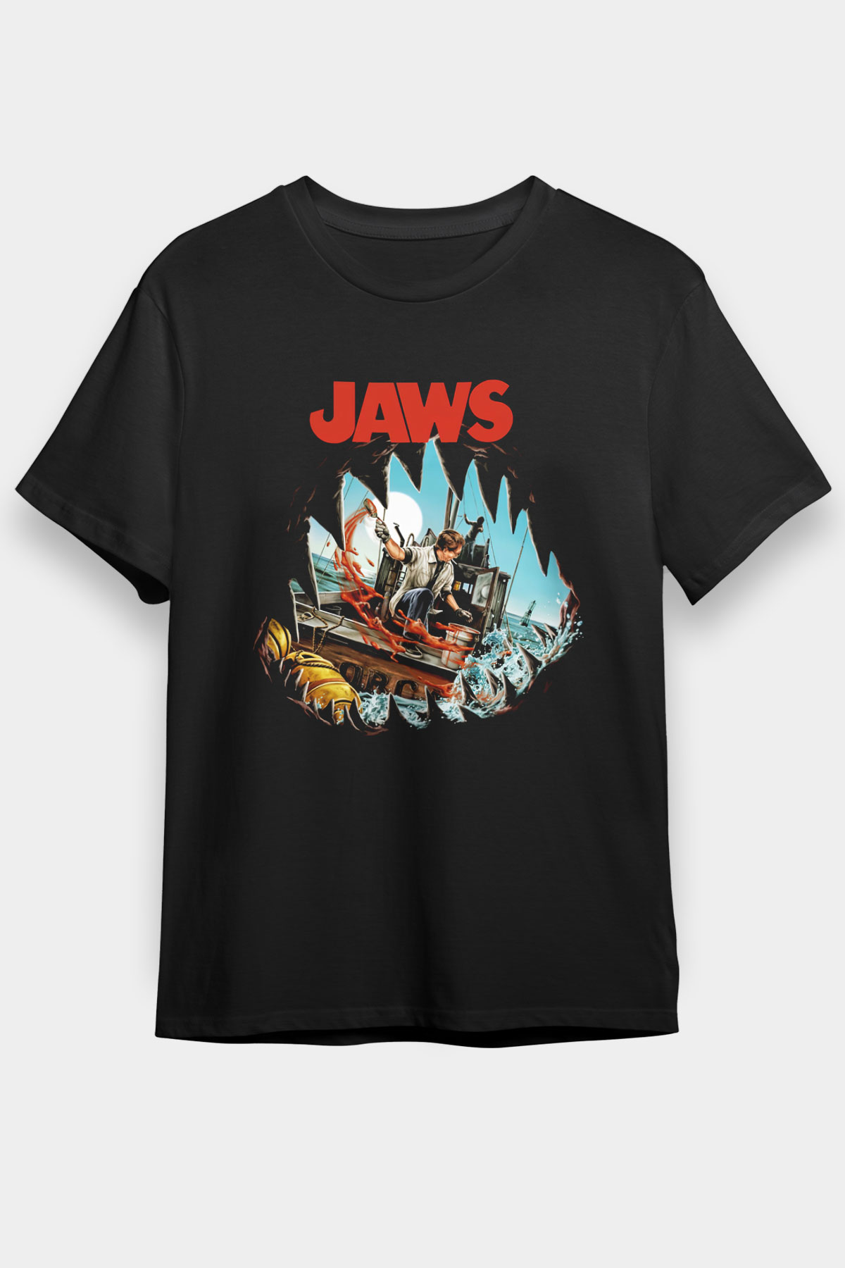 Jaws Siyah Unisex Graphic Tee - STREETWEAR