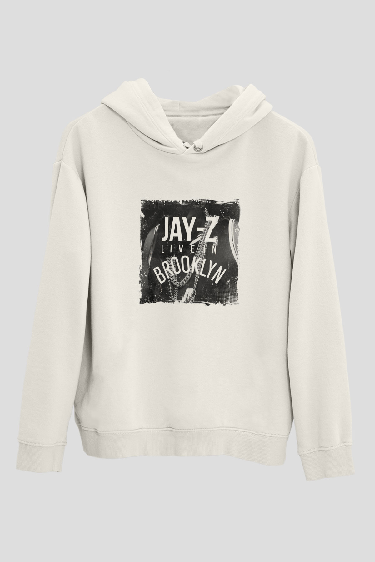 Jay-Z Baskılı Unisex Beyaz Kapüşonlu Sweatshirt