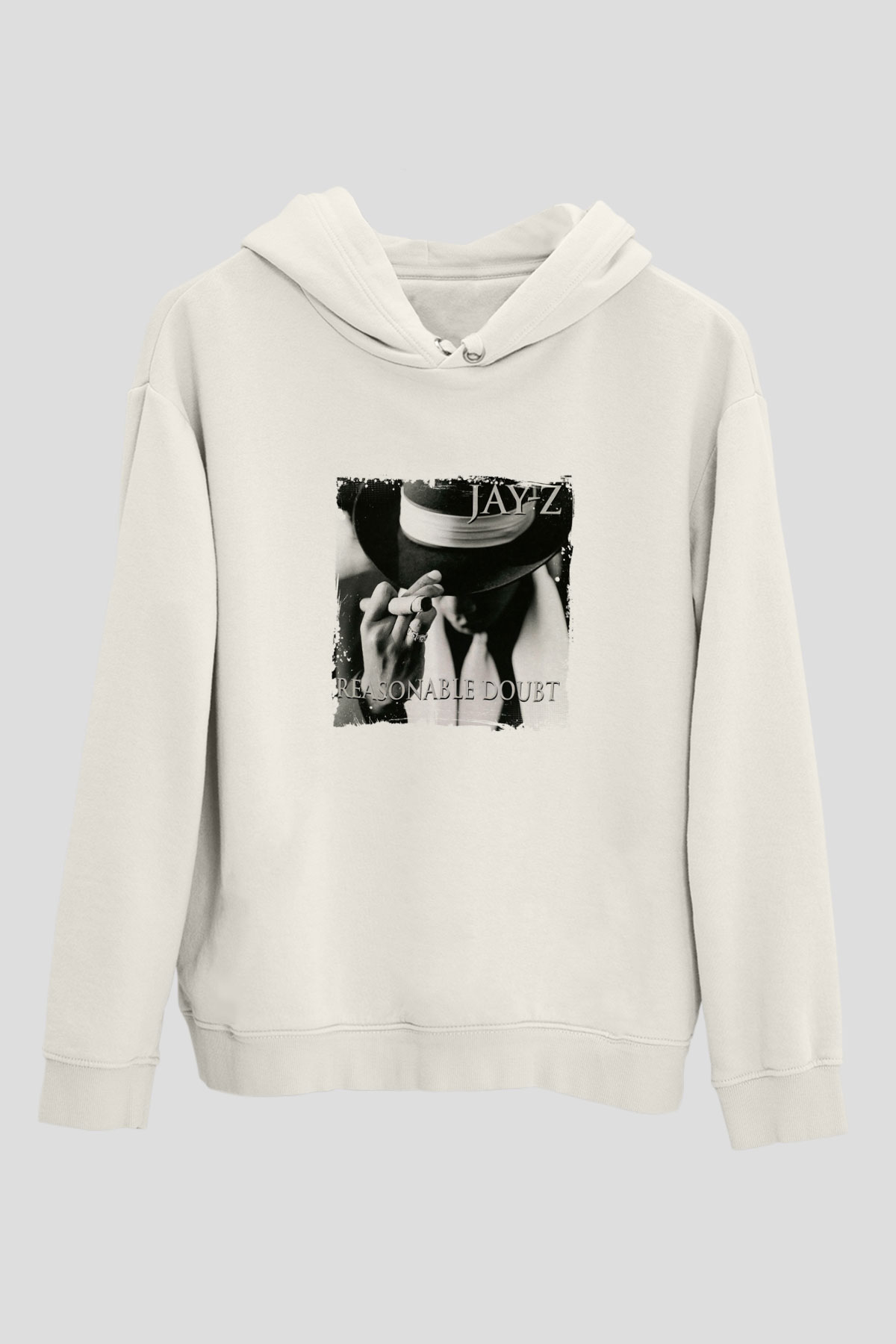 Jay-Z Baskılı Unisex Beyaz Kapüşonlu Sweatshirt