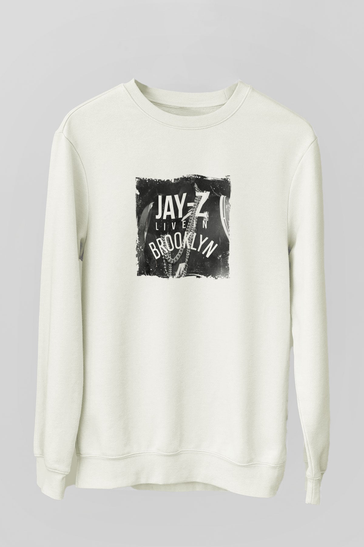 Jay-Z Baskılı Unisex Beyaz Sweatshirt