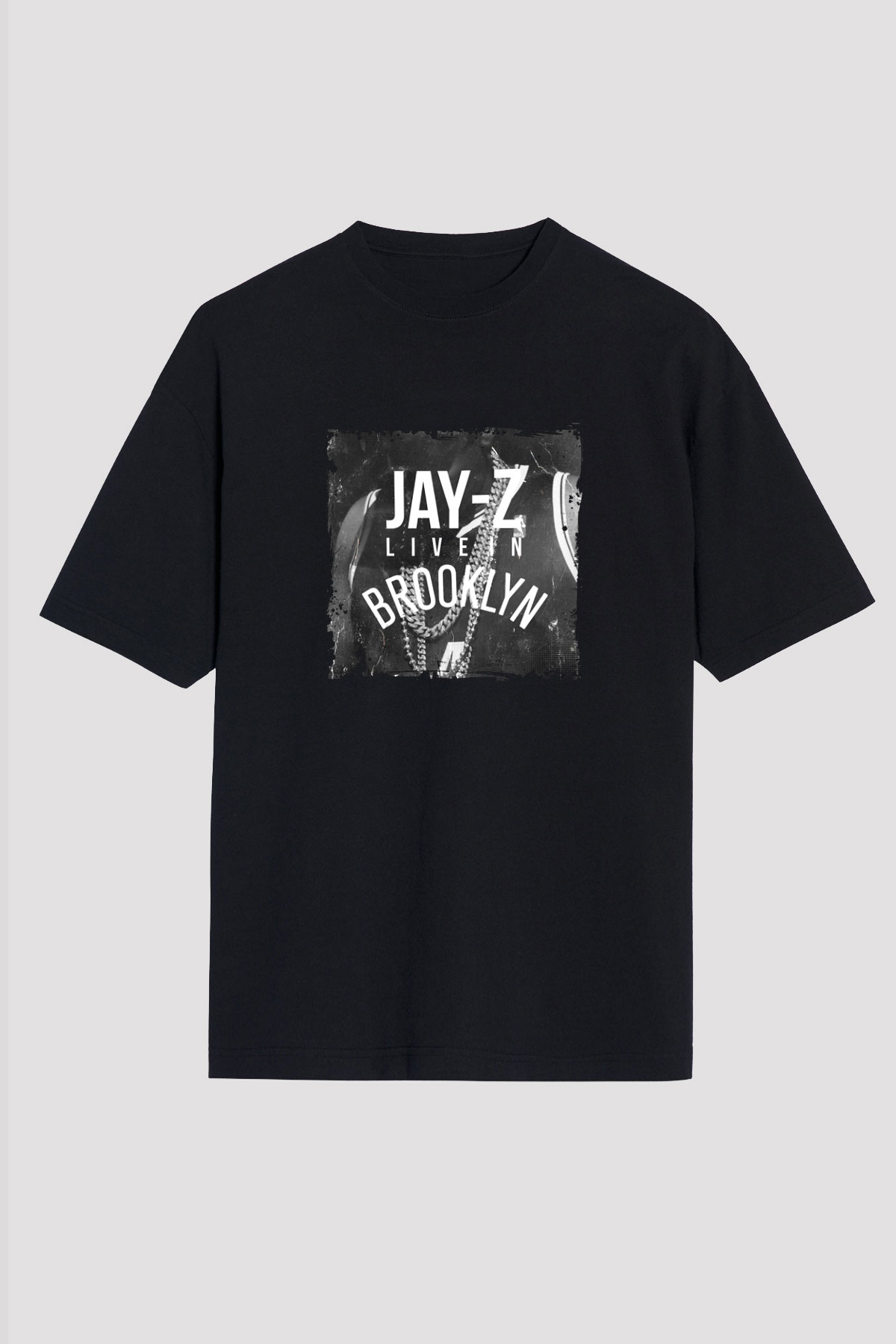 Jay-Z Baskılı Unisex Oversize Siyah Tişört