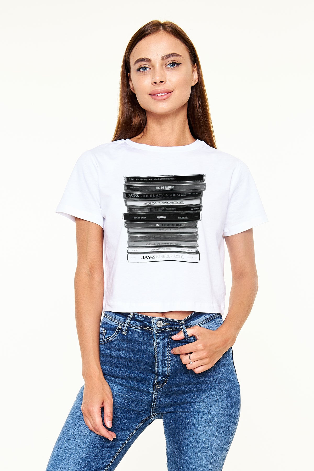 Jay-Z Beyaz Croptop Tişört