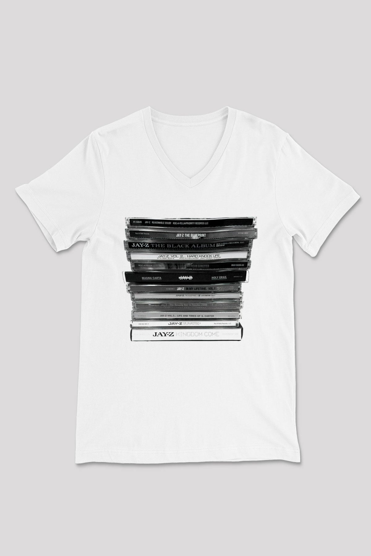 Jay-Z Beyaz Unisex V Yaka Tişört T-Shirt