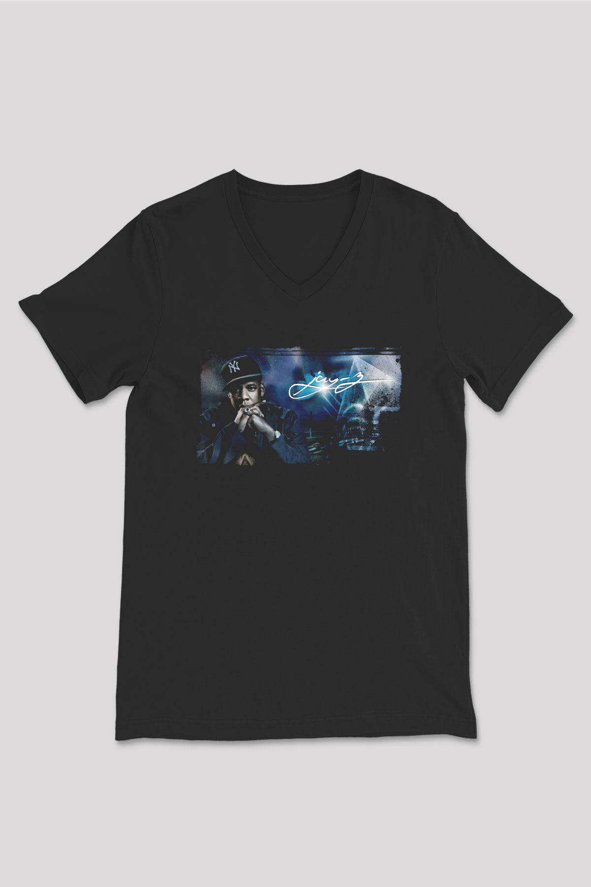 Jay-Z Siyah Unisex V Yaka Tişört