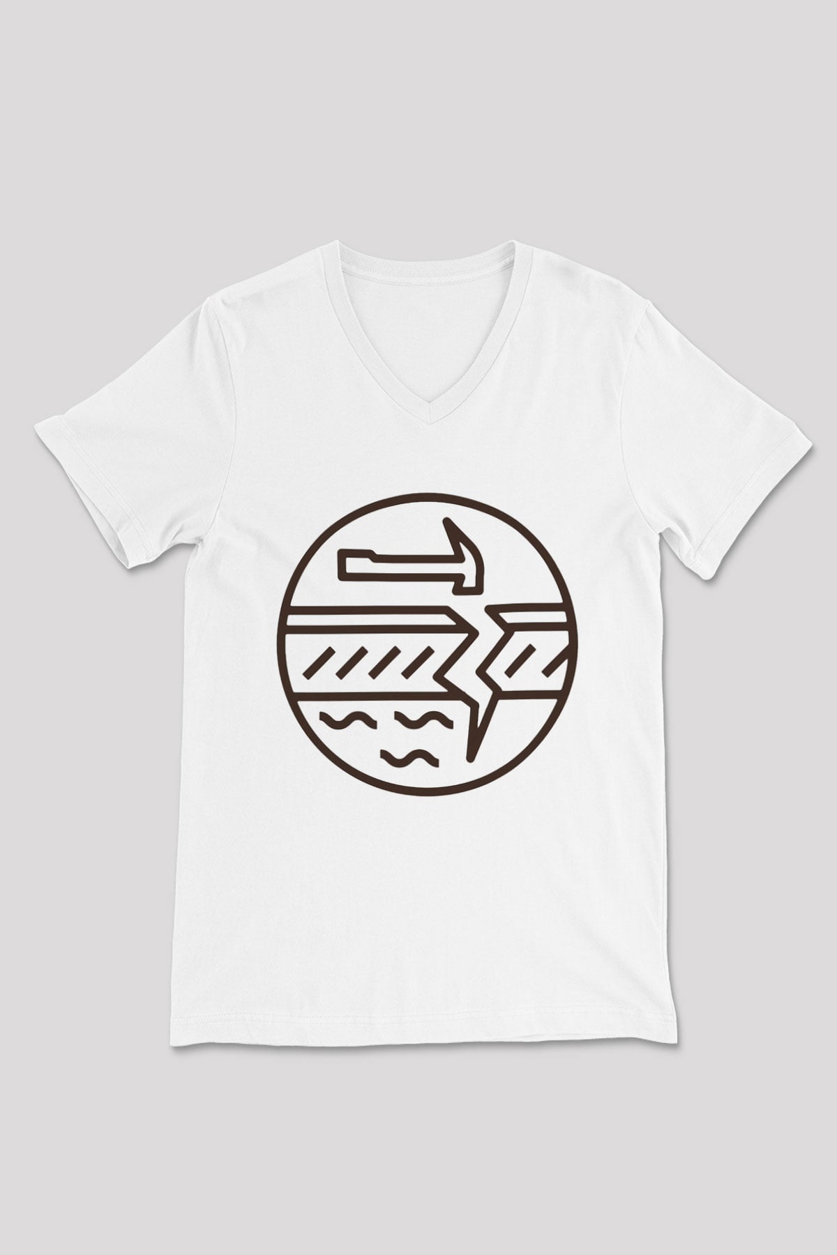 Jeolog Beyaz Unisex V Yaka Tişört T-Shirt