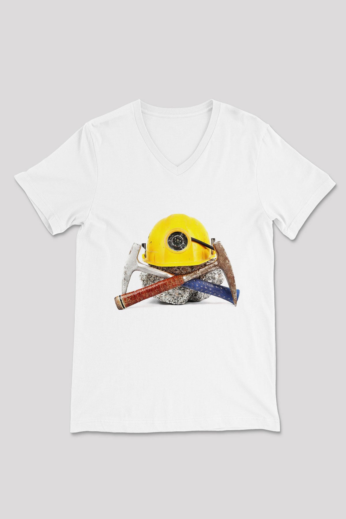 Jeolog Beyaz Unisex V Yaka Tişört T-Shirt