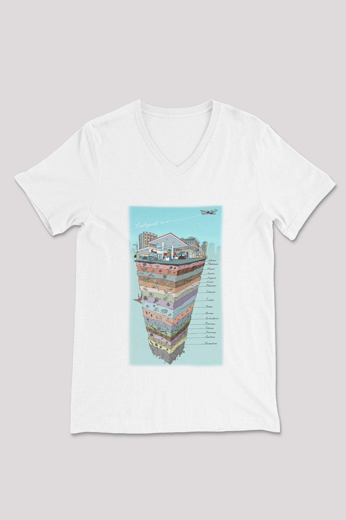 Jeoloji mühendisi Beyaz Unisex V Yaka Tişört T-Shirt
