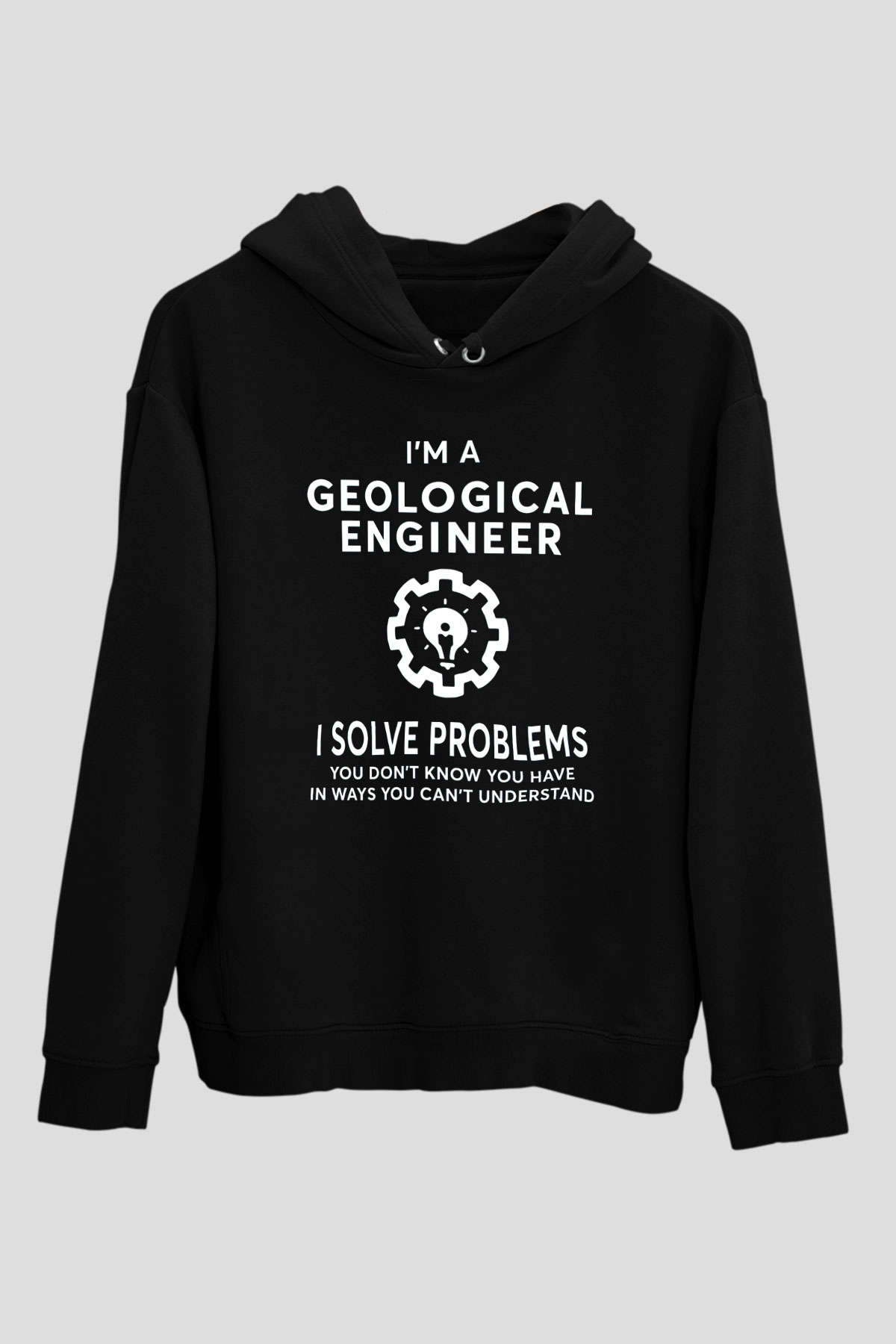 Jeoloji mühendisi Siyah Unisex Kapüşonlu Sweatshirt