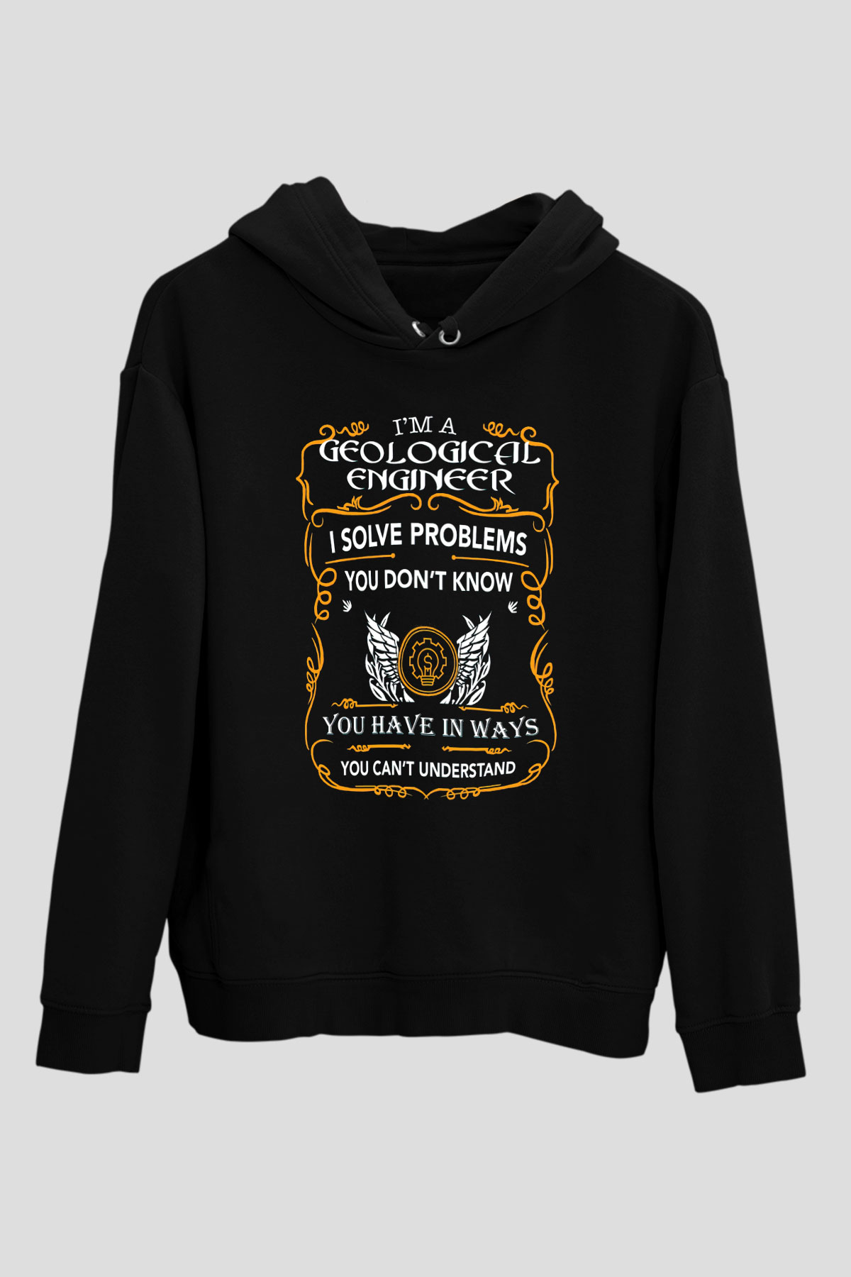 Jeoloji mühendisi Siyah Unisex Kapüşonlu Sweatshirt
