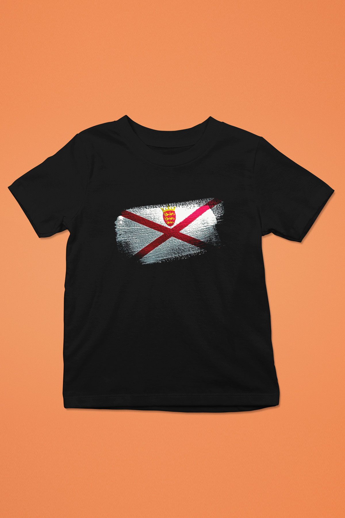 Jersey Bayrağı Baskılı Unisex Siyah Çocuk Tişörtü
