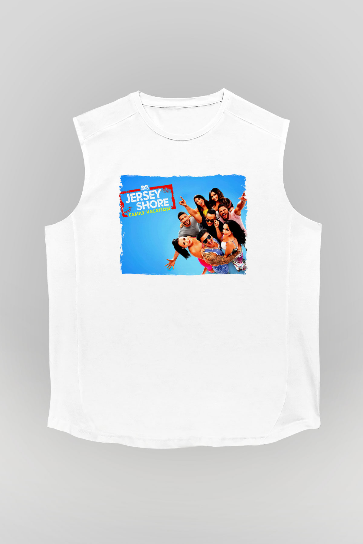 Jersey Shore Beyaz Unisex Kolsuz Tişört