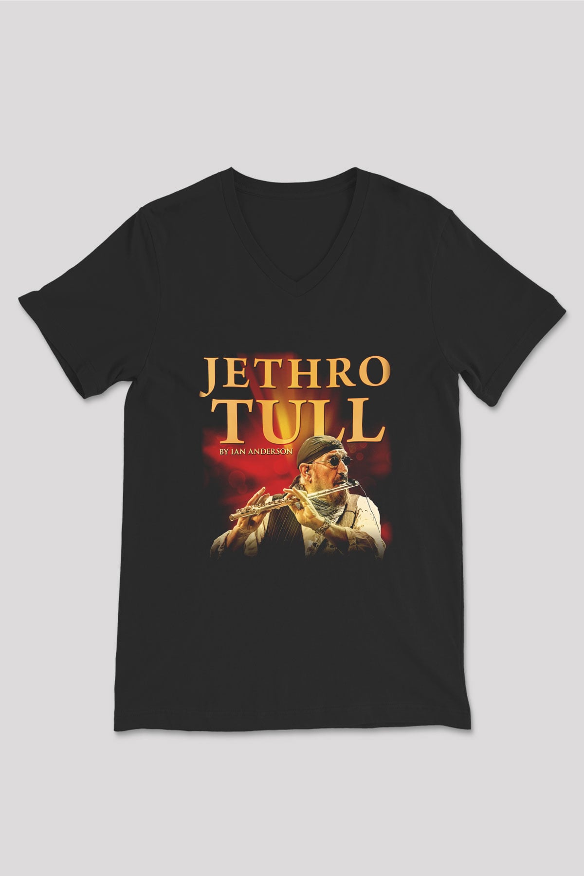 Jethro Tull Siyah Unisex V Yaka Tişört T-Shirt