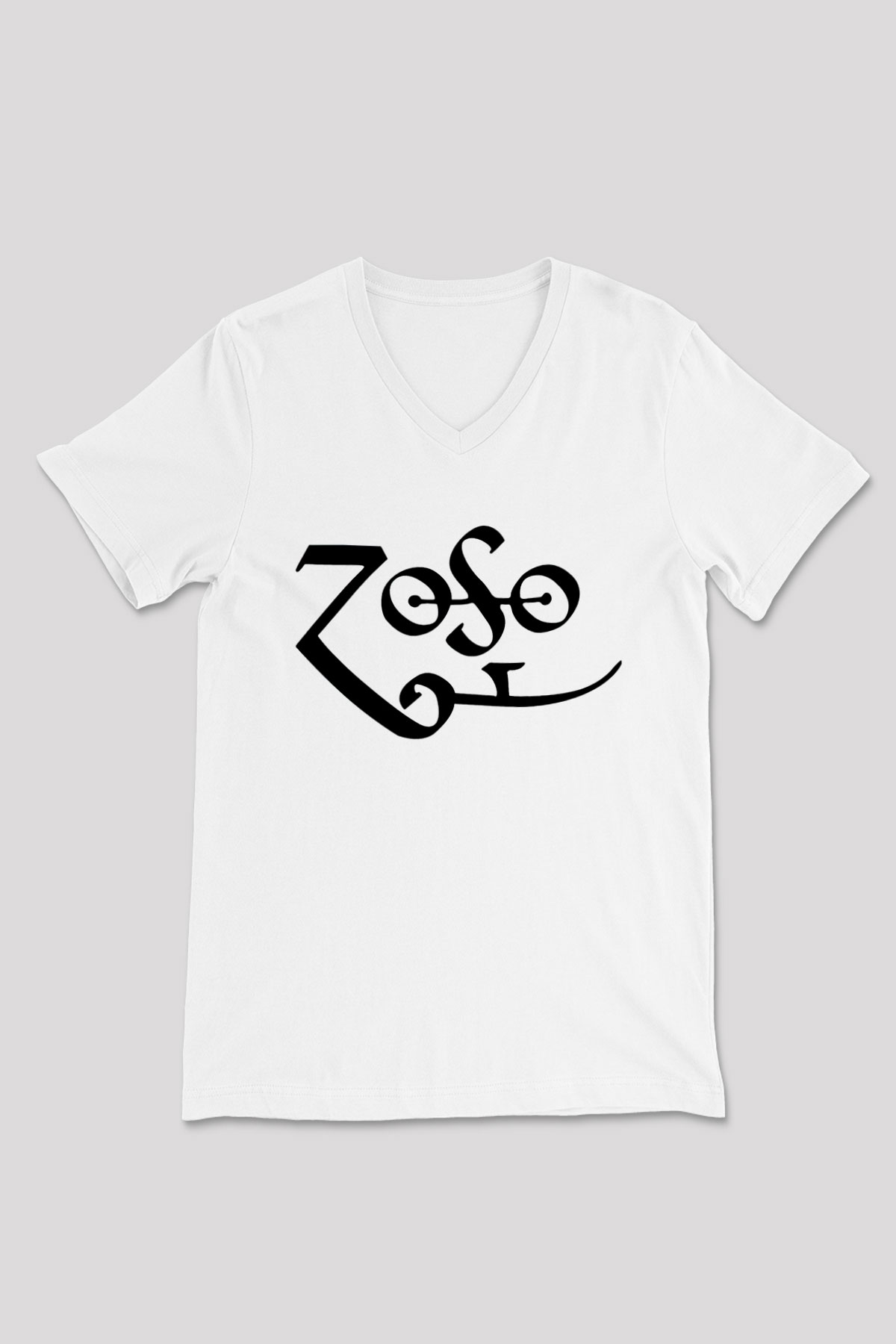 Jimmy Page Beyaz Unisex V Yaka Tişört T-Shirt
