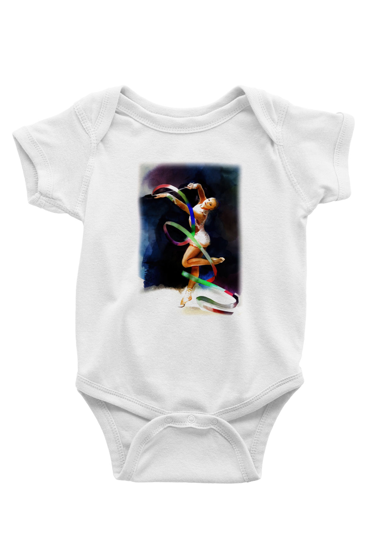 Jimnastik Baskılı Beyaz Unisex Bebek Body - Zıbın