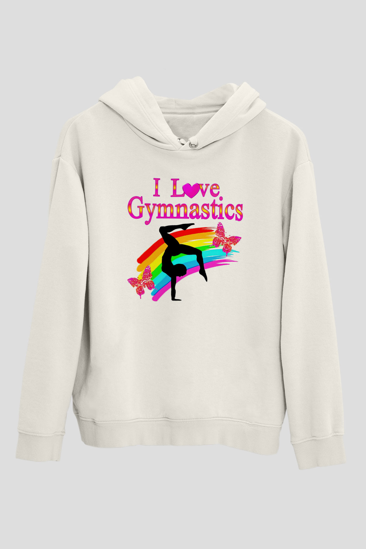 Jimnastik Beyaz Unisex Hoodie
