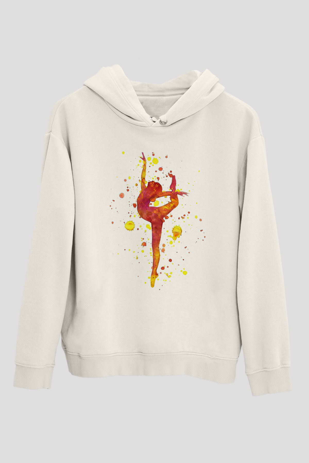Jimnastik Beyaz Unisex Hoodie