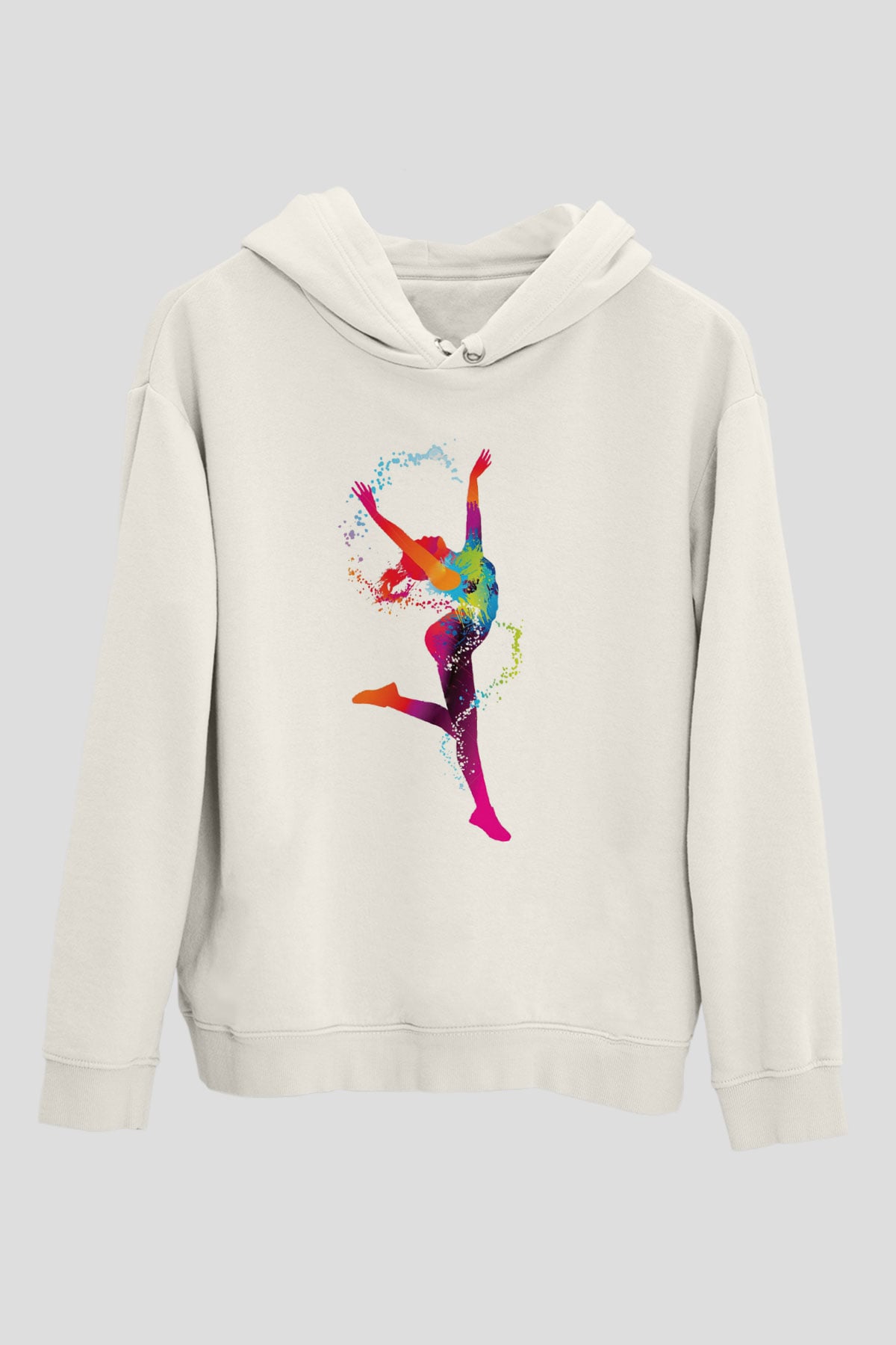 Jimnastik Beyaz Unisex Kapüşonlu Sweatshirt