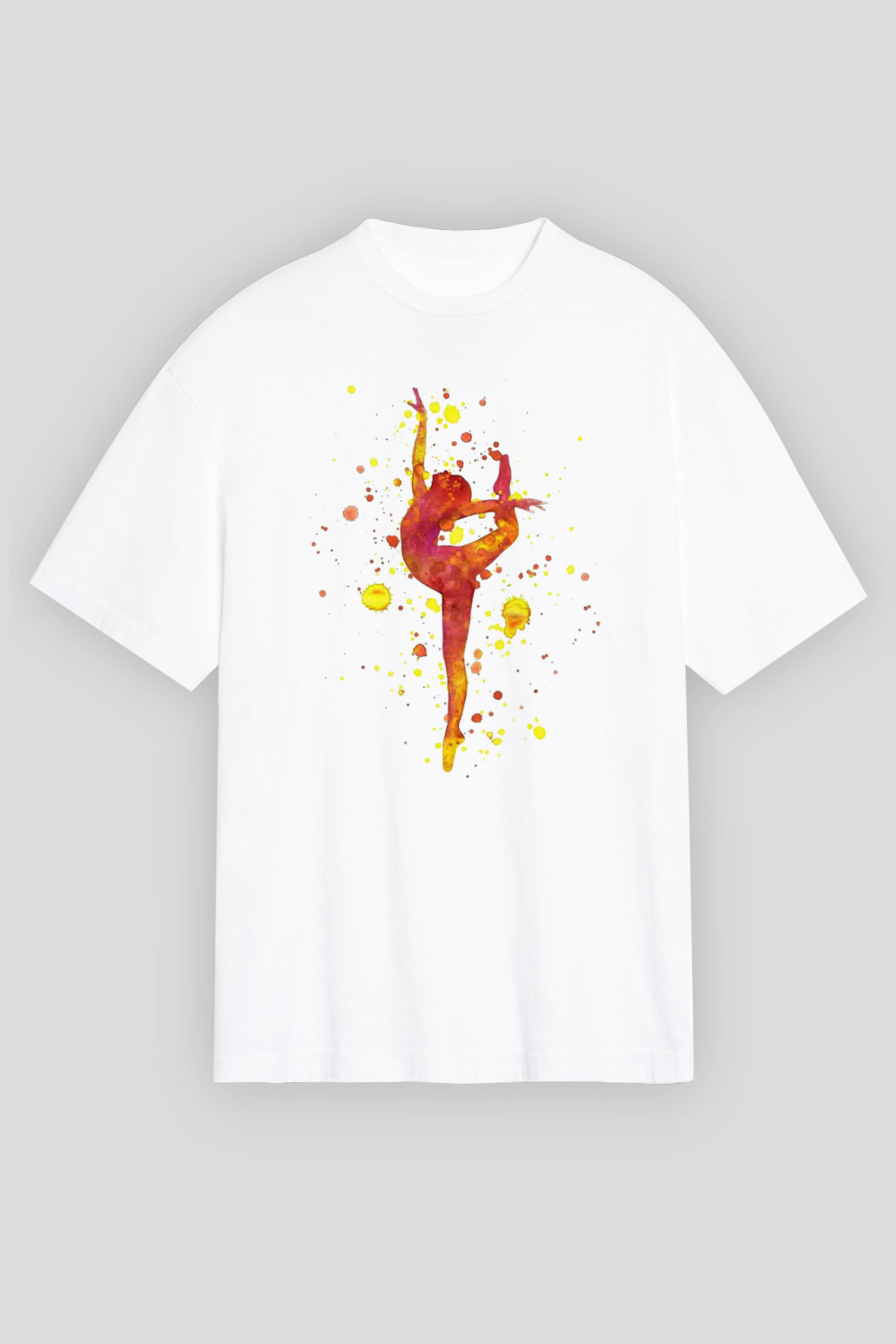 Jimnastik Beyaz Unisex Oversize Tişört T-Shirt