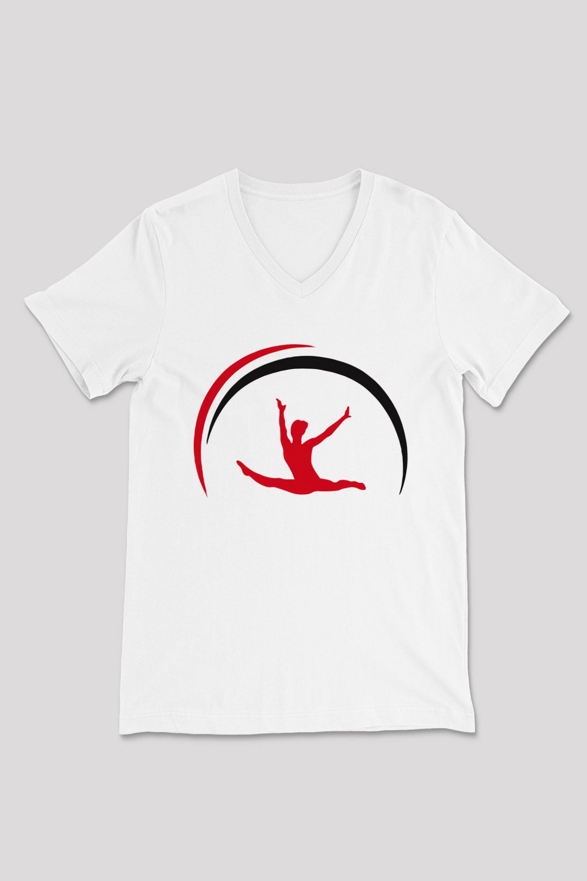 Jimnastik Beyaz Unisex V Yaka Tişört T-Shirt