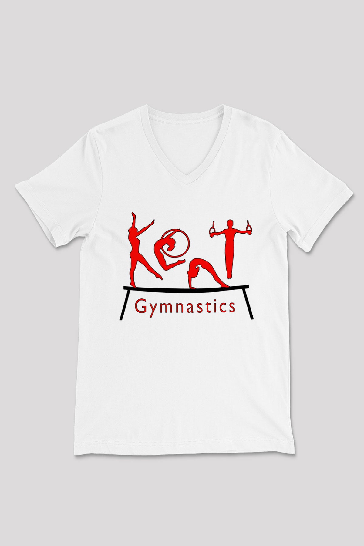 Jimnastik Beyaz Unisex V Yaka Tişört T-Shirt
