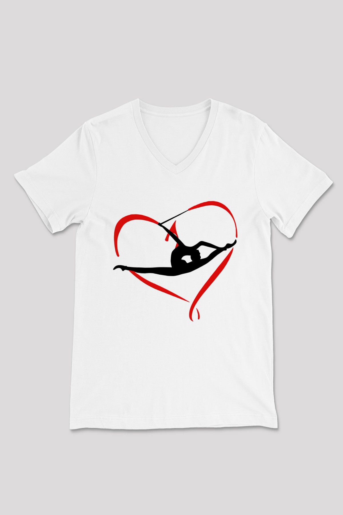 Jimnastik Beyaz Unisex V Yaka Tişört T-Shirt