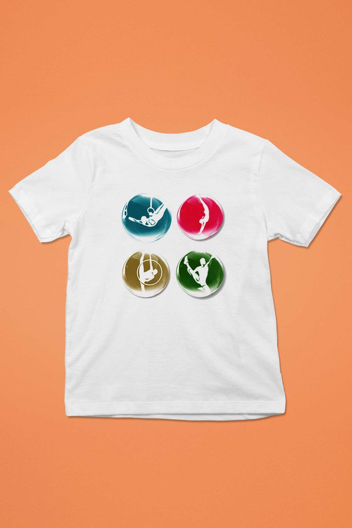 Jimnastikçi Baskılı Beyaz Unisex Çocuk Tişört