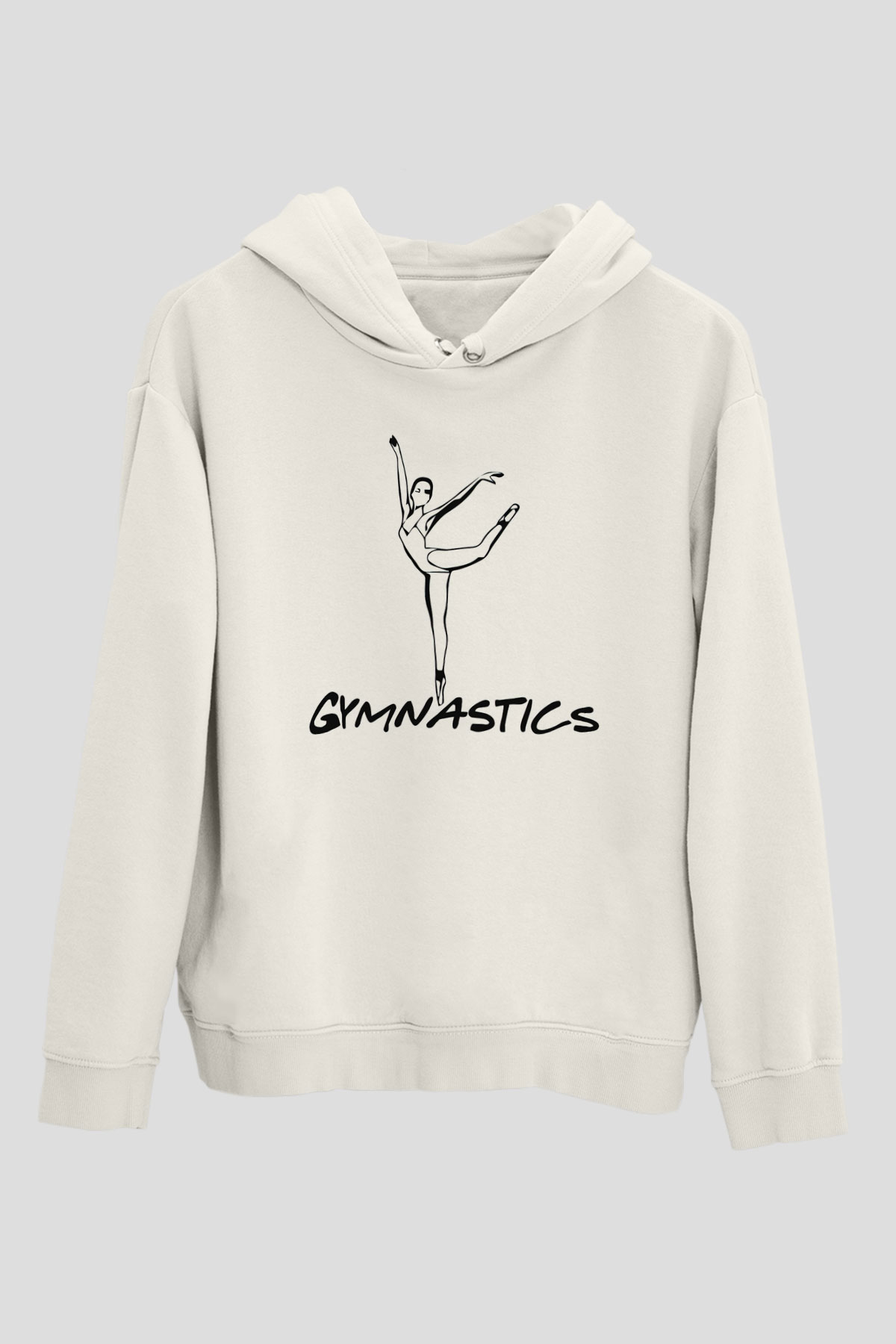 Jimnastikçi Beyaz Unisex Kapüşonlu Sweatshirt
