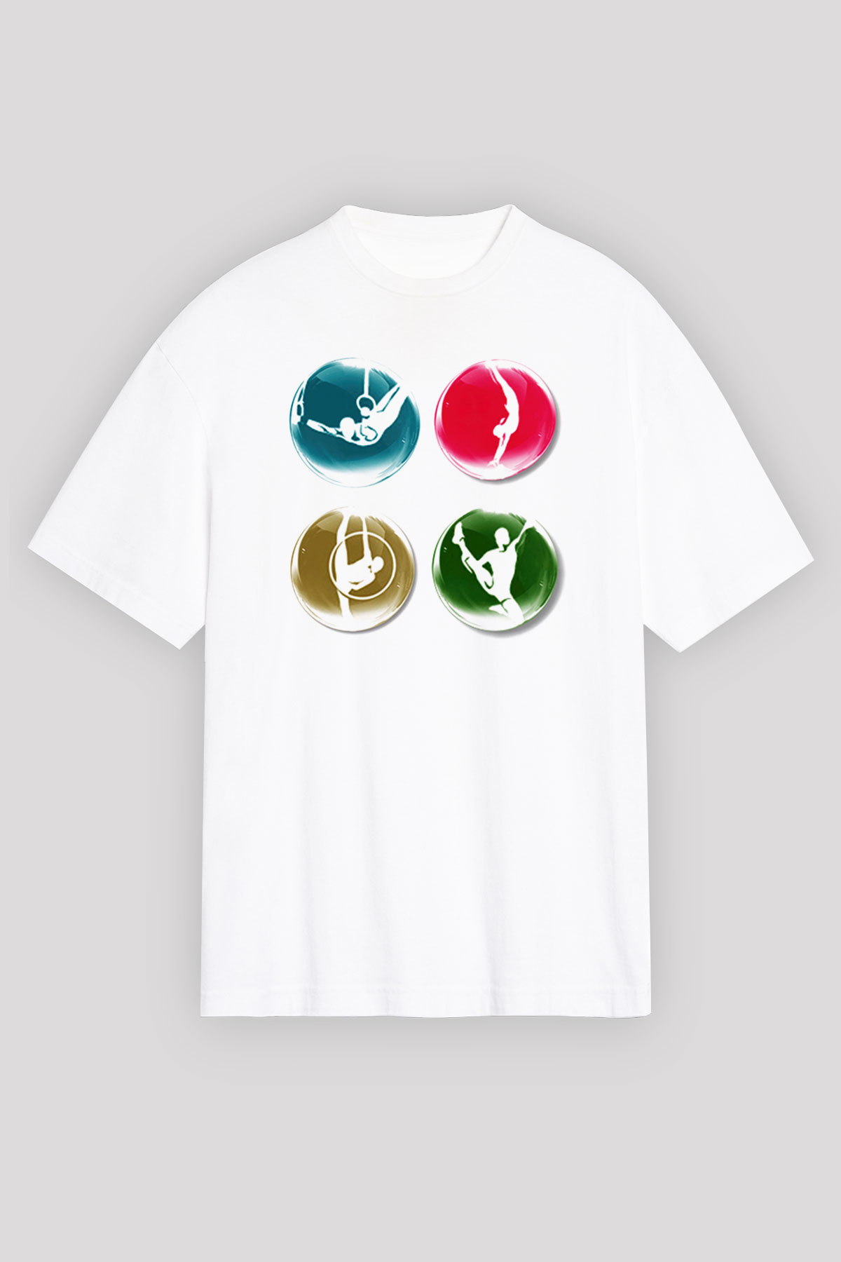 Jimnastikçi Beyaz Unisex Oversize Tişört T-Shirt