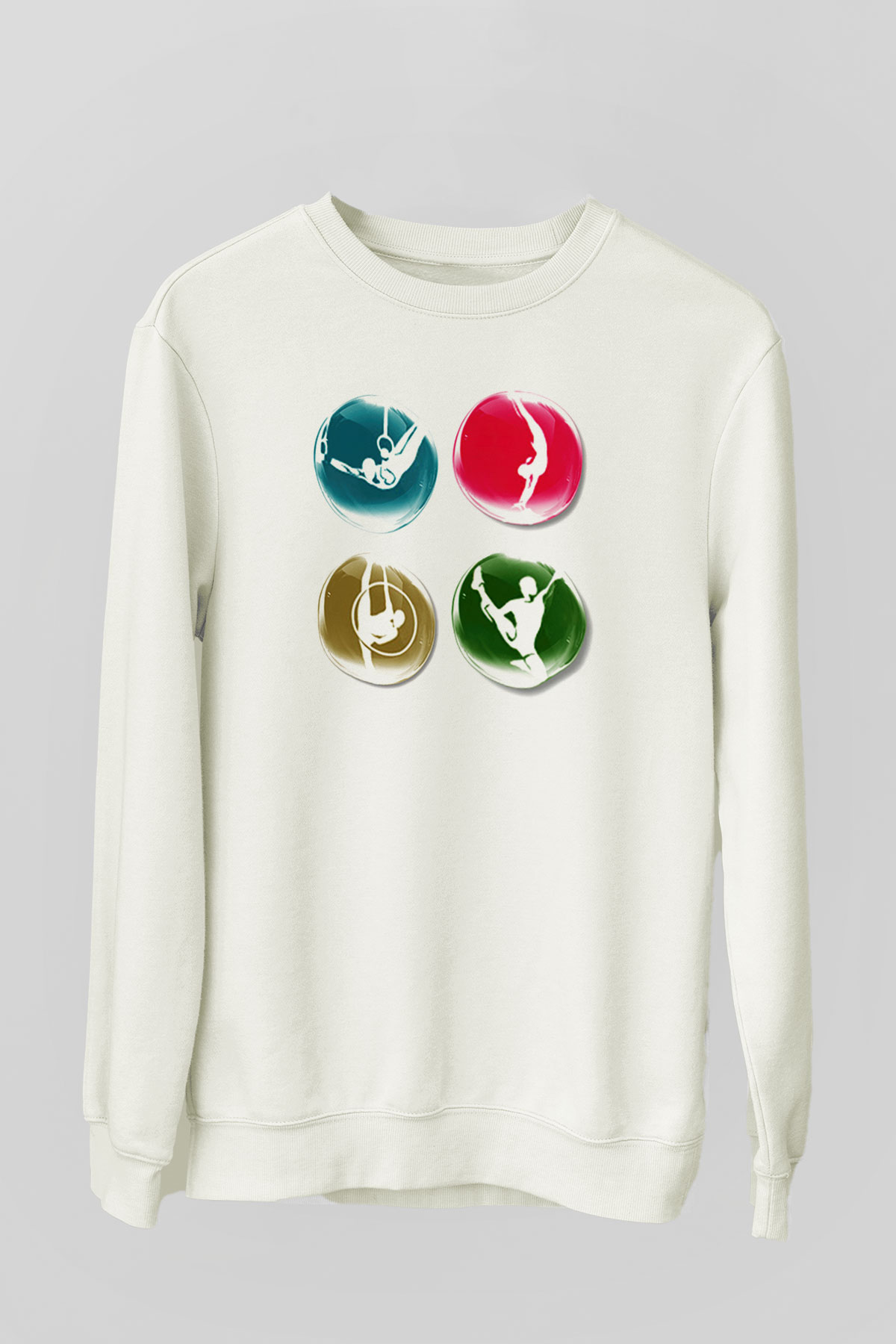 Jimnastikçi Beyaz Unisex Sweatshirt