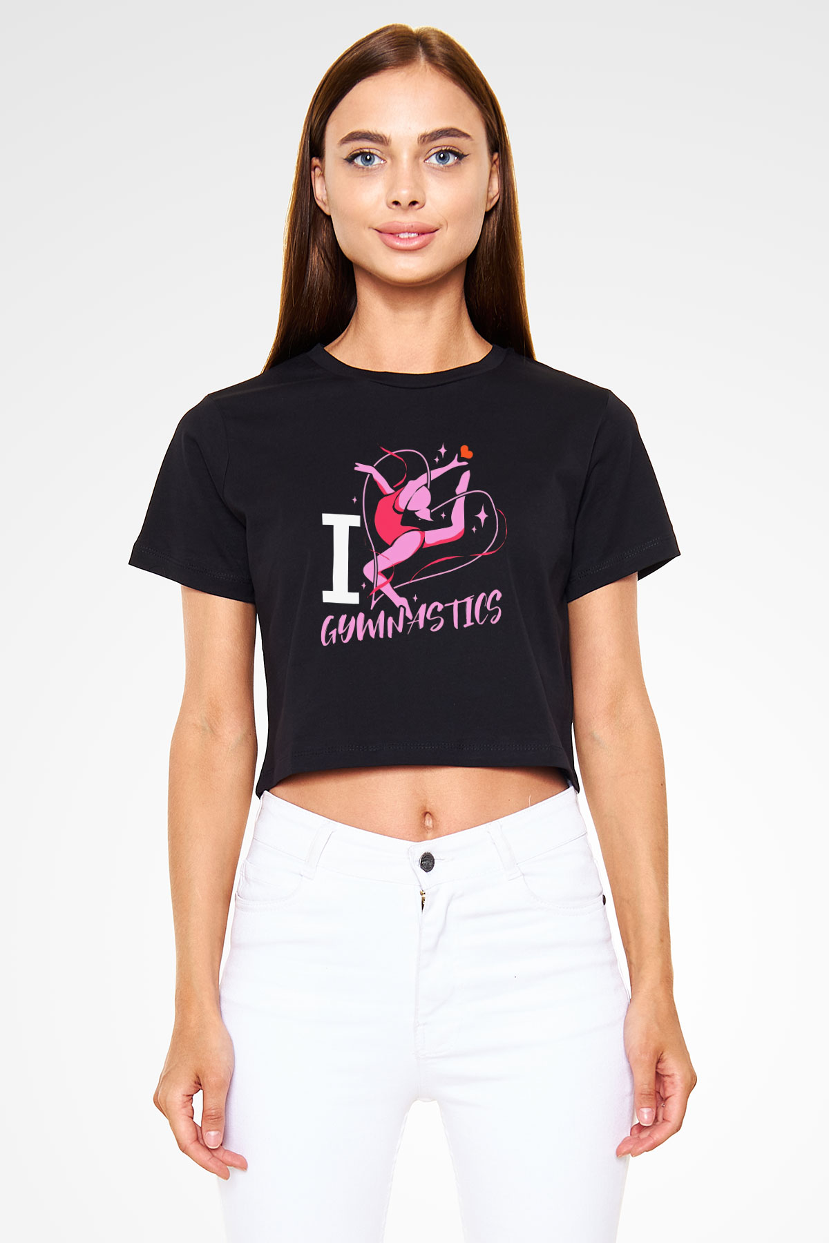 Jimnastikçi Siyah  Crop Top Tişört
