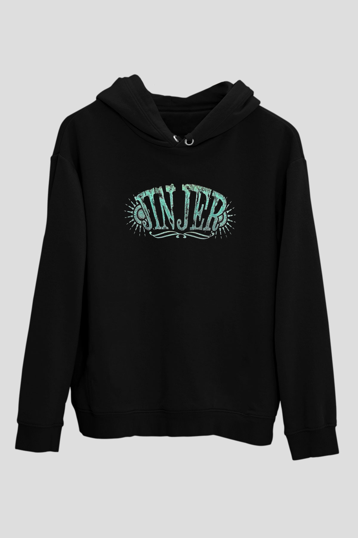 Jinjer Baskılı Unisex Siyah Kapüşonlu Sweatshirt