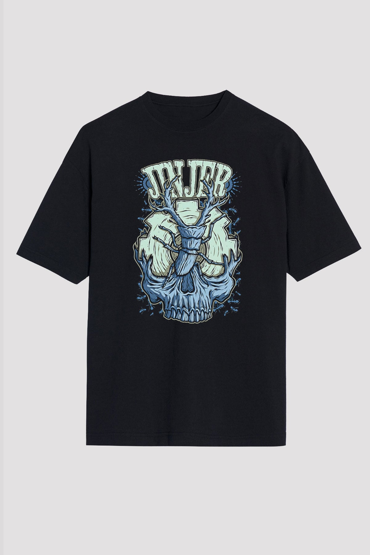 Jinjer Baskılı Unisex Siyah Oversize Tişört - Tshirt
