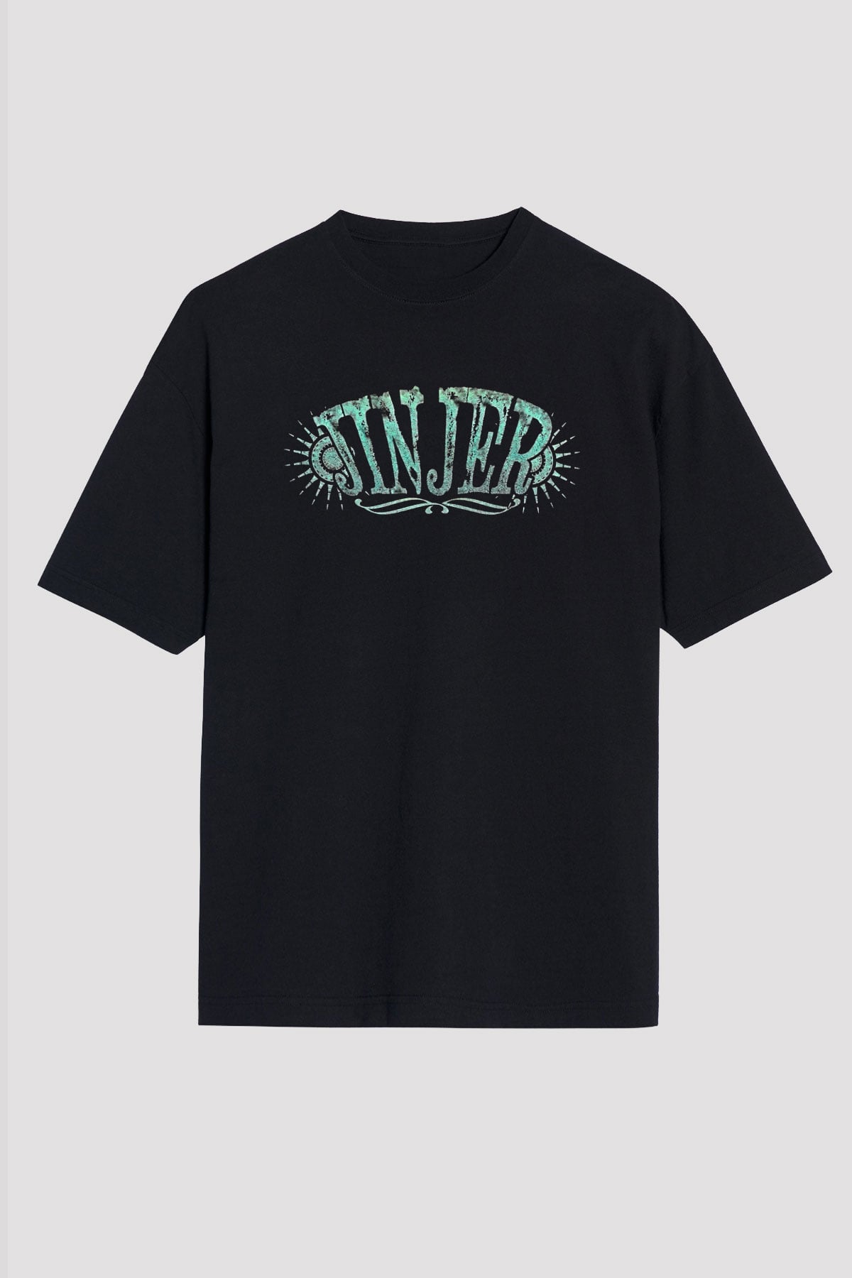 Jinjer Baskılı Unisex Siyah Oversize Tişört - Tshirt
