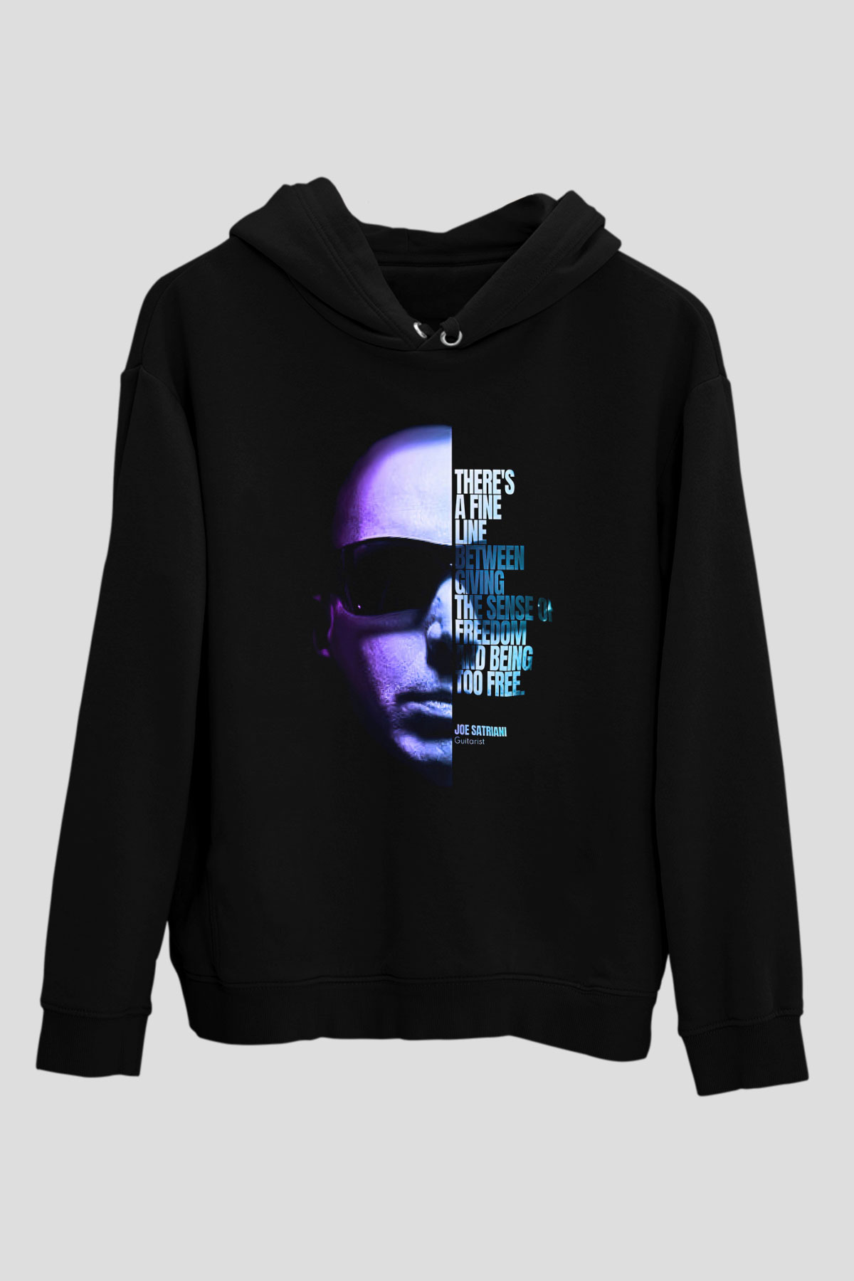 Joe Santriani Baskılı Unisex Siyah Kapüşonlu Sweatshirt
